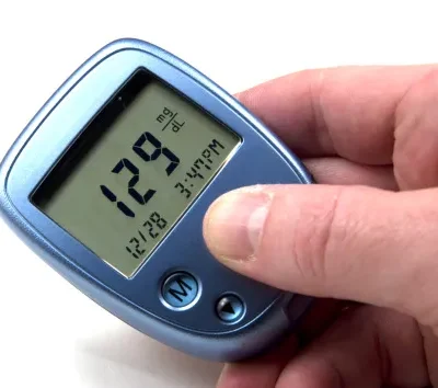 high blood sugar reading on a blue device